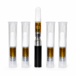 One milliliter four hundred milligram clear glass oil cell with a polished ceramic tip
